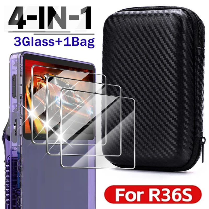 4 IN 1 Case + Glass for R36S Game Console