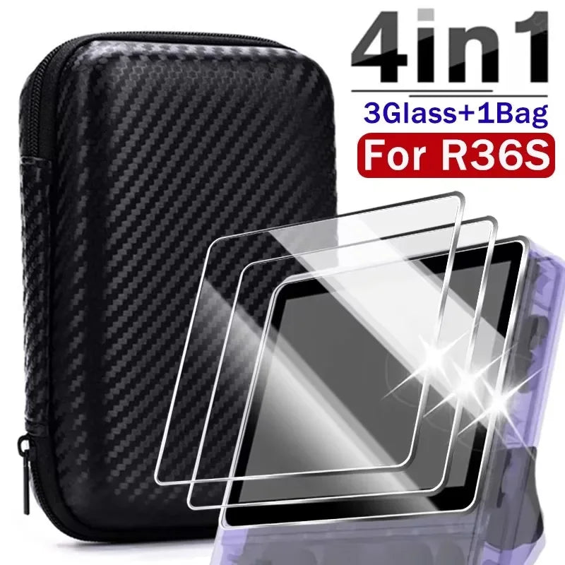4 IN 1 Case + Glass for R36S Game Console