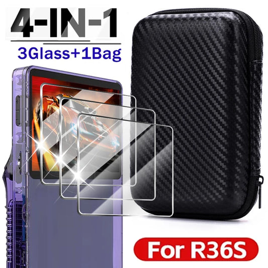 4 IN 1 Case + Glass for R36S Game Console
