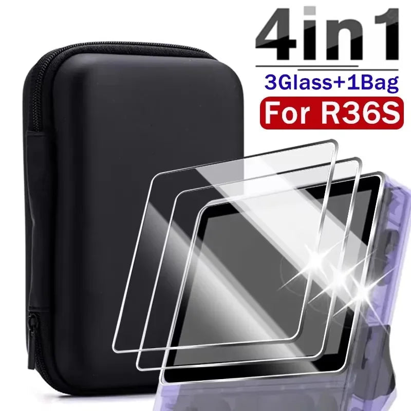 4 IN 1 Case + Glass for R36S Game Console